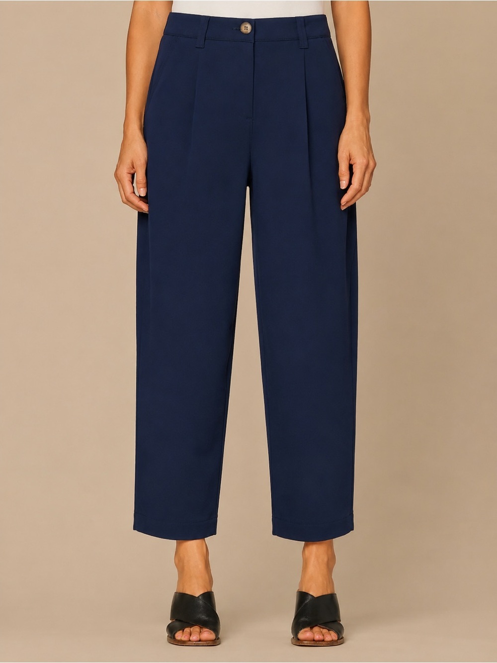Ab”solution® Skyrise Pleated Relaxed Barrel Leg Trousers with Piping 10P